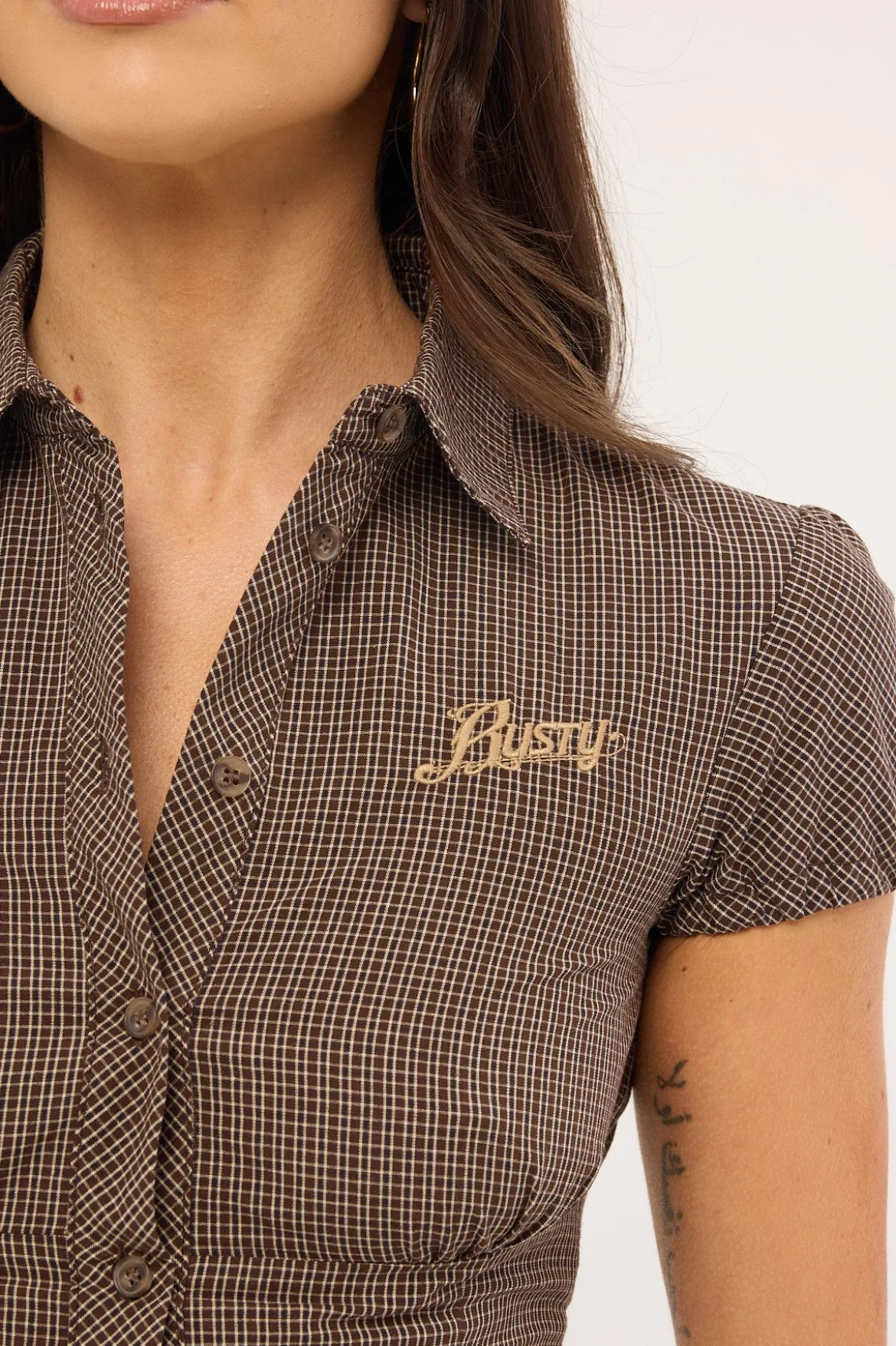 Missy May Mini Dress Java Plaid