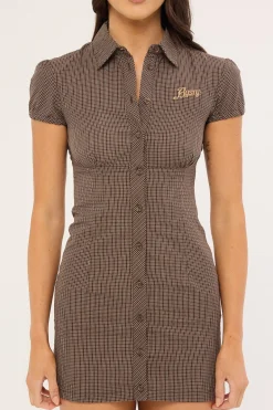 Missy May Mini Dress Java Plaid