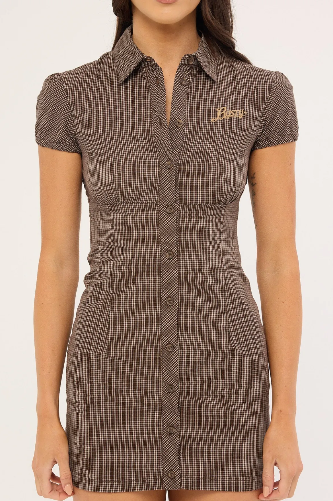 Missy May Mini Dress Java Plaid