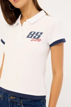 Mock Layer Polo Mini Tee White