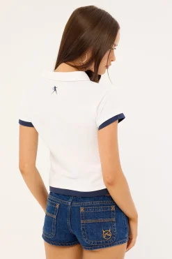 Mock Layer Polo Mini Tee White