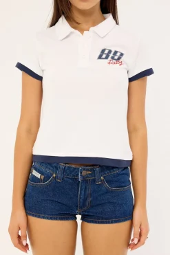 Mock Layer Polo Mini Tee White