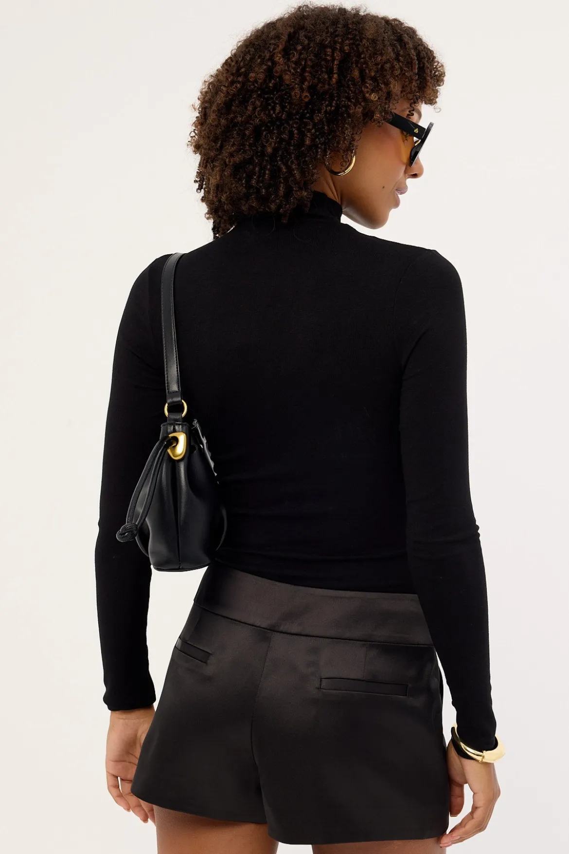 Mock Neck Long Sleeve T-shirt Black