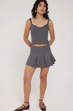 Model Me Lace Back Corset Top Dark Grey