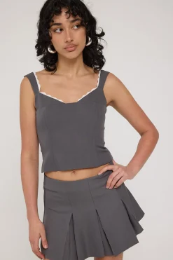 Model Me Pleat Mini Skirt Grey