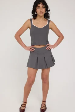 Model Me Pleat Mini Skirt Grey