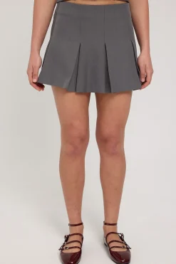 Model Me Pleat Mini Skirt Grey