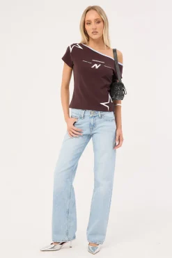 Modulate Off Shoulder Top Brown
