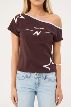 Modulate Off Shoulder Top Brown