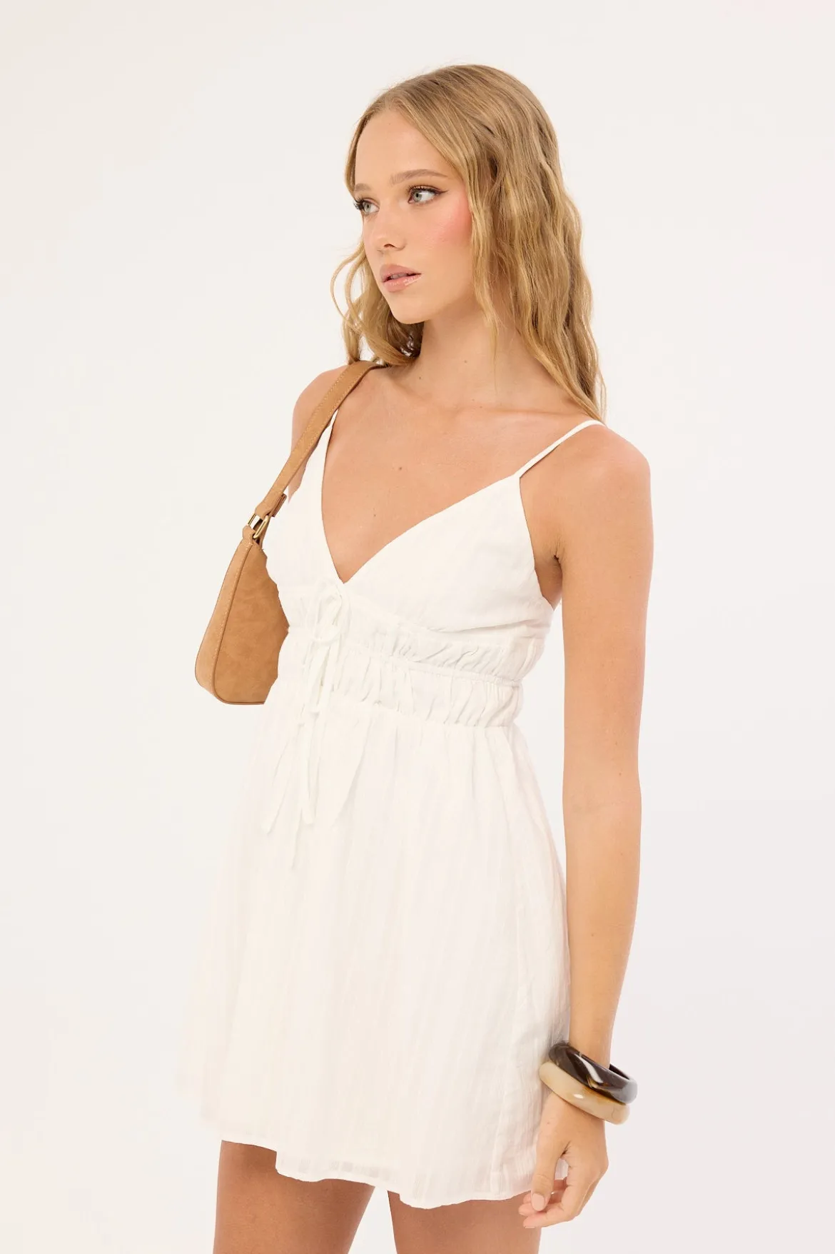 Molly Ruched Mini Dress White