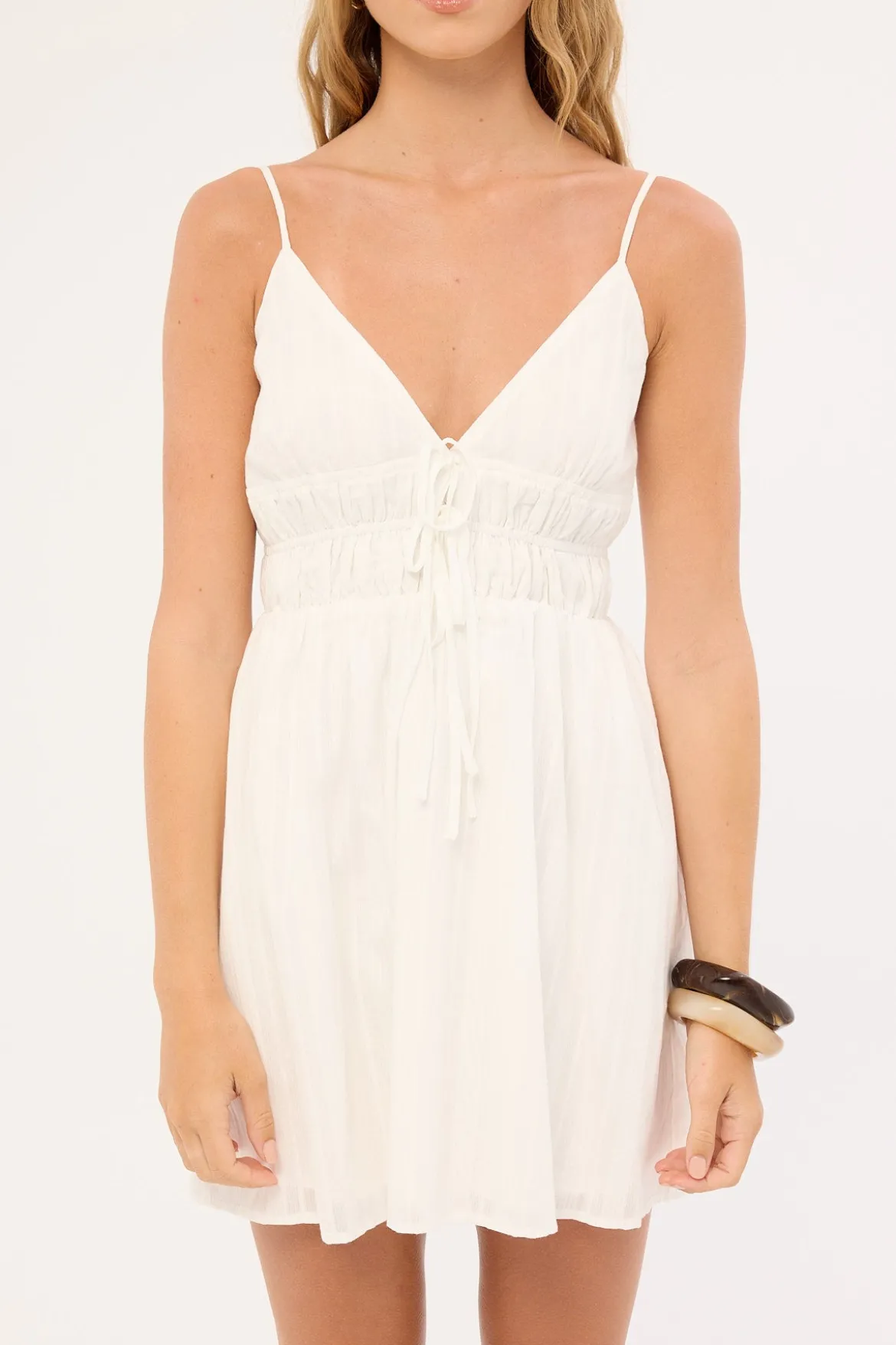 Molly Ruched Mini Dress White
