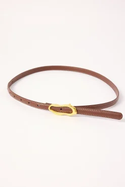 Molten Gold Thin Belt Brown