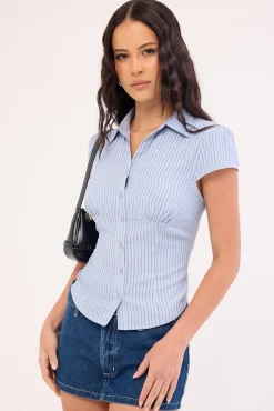 Mon Cheri Blouse Baby Blue Stripe