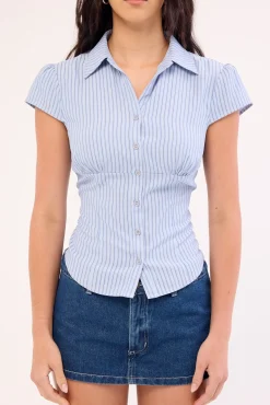 Mon Cheri Blouse Baby Blue Stripe