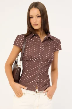 Mon Cheri Blouse Chocolate Polka