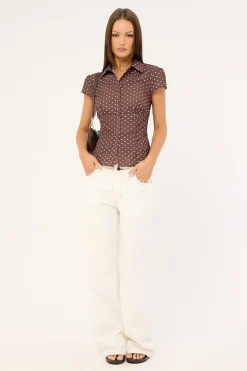 Mon Cheri Blouse Chocolate Polka