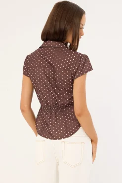 Mon Cheri Blouse Chocolate Polka