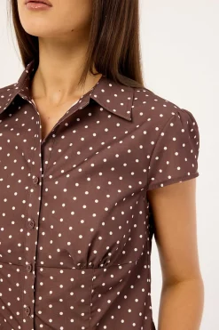 Mon Cheri Blouse Chocolate Polka