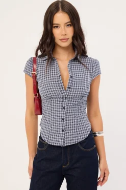 Mon Cheri Blouse Navy Check