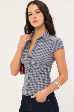 Mon Cheri Blouse Navy Check