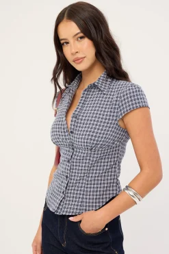 Mon Cheri Blouse Navy Check