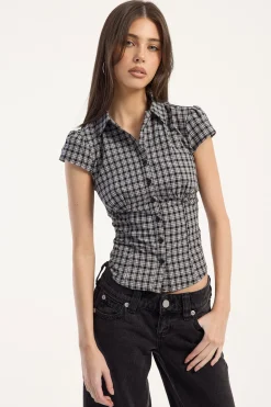 Mon Cheri Blouse Noir Plaid