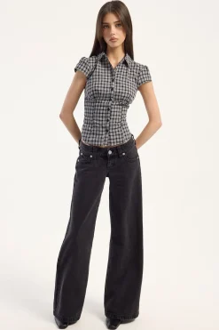 Mon Cheri Blouse Noir Plaid