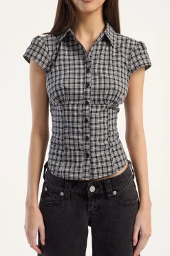 Mon Cheri Blouse Noir Plaid