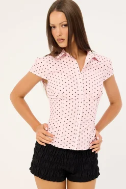 Mon Cheri Blouse Pink Polka