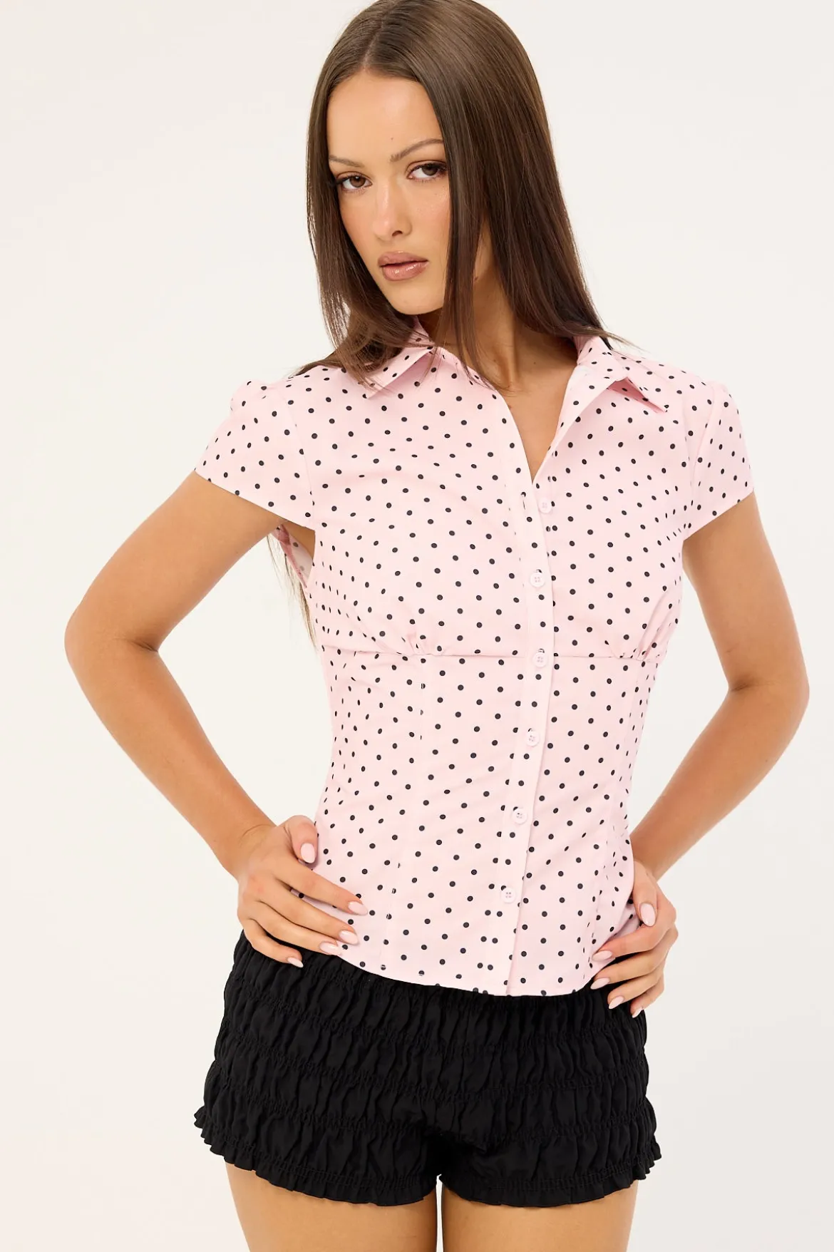 Mon Cheri Blouse Pink Polka