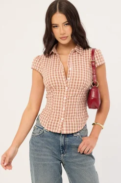 Mon Cheri Blouse Red Check