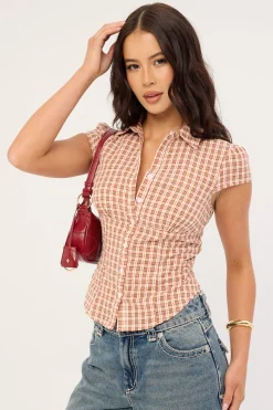 Mon Cheri Blouse Red Check