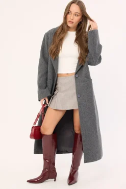 Monica Box Pleat Skort Grey Stripe