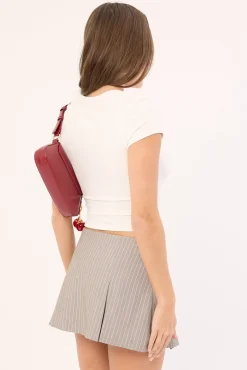 Monica Box Pleat Skort Grey Stripe