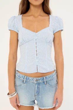 Montana Short Sleeve Shirt Retro Blue & White
