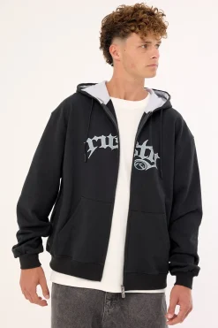 Monty Zip Through Hooded Fleece Carbon
