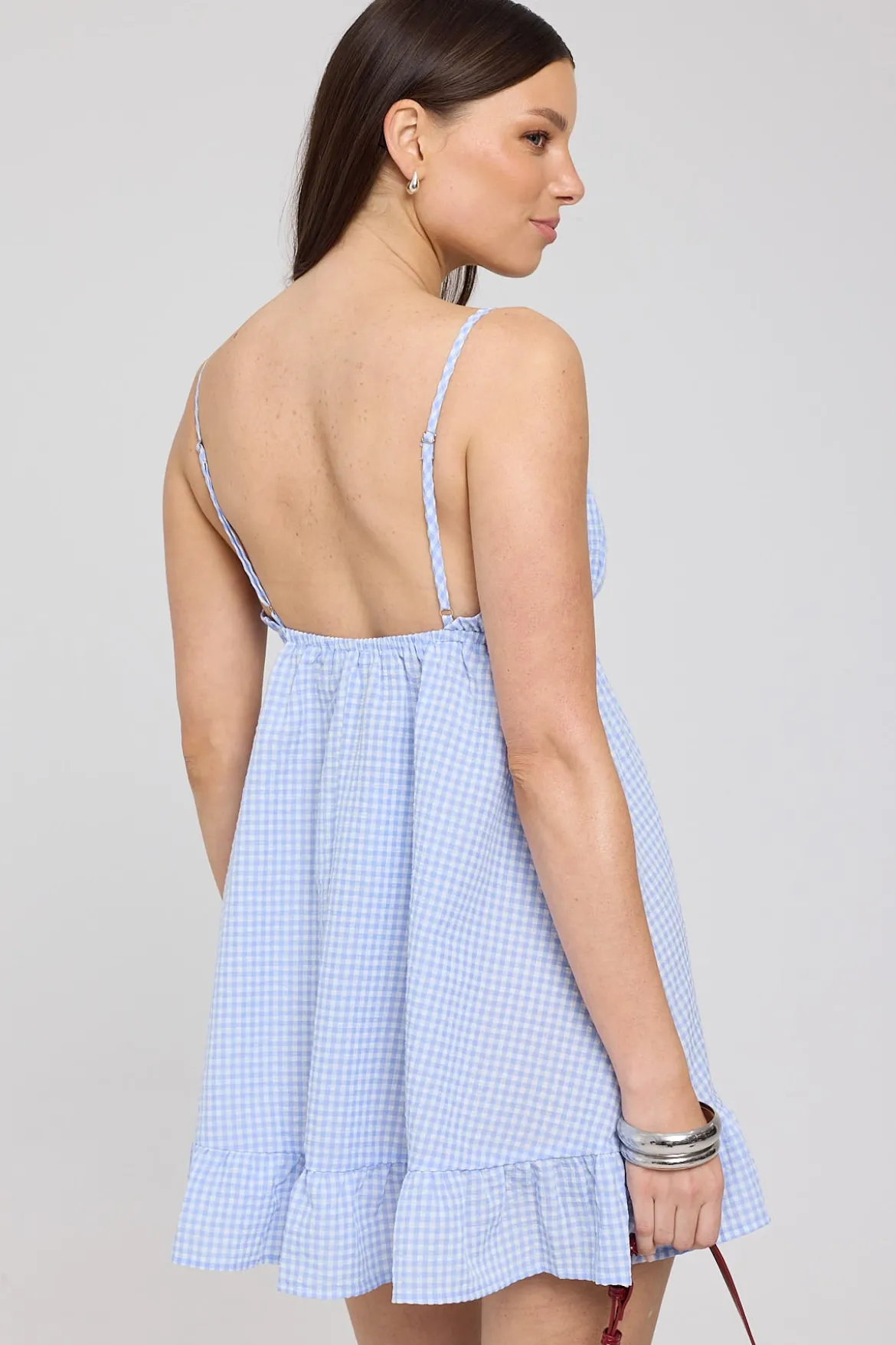 Moonlights Gingham Mini Dress Blue Check