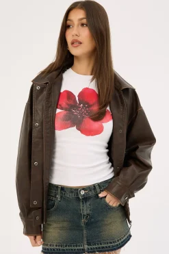 Moonshade Flower Baby Tee White