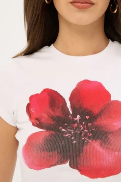 Moonshade Flower Baby Tee White
