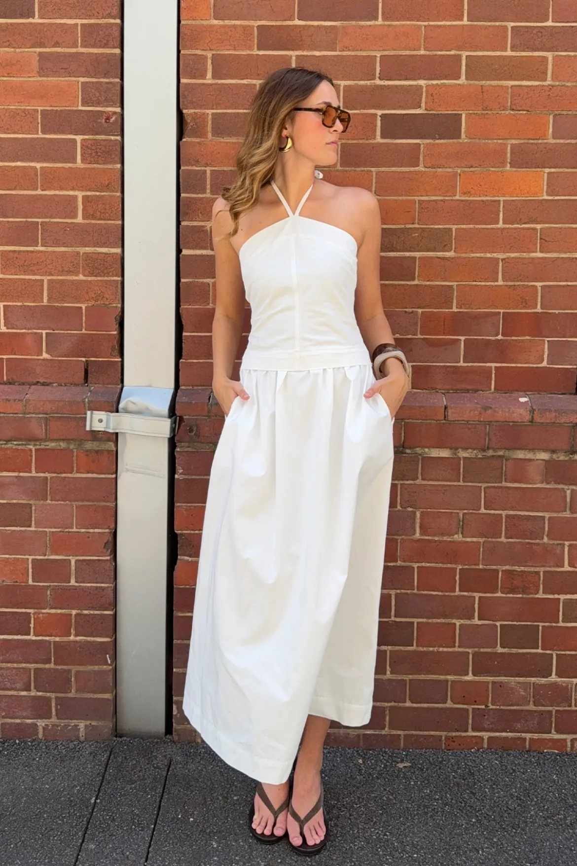 Morella Halter Maxi Dress White