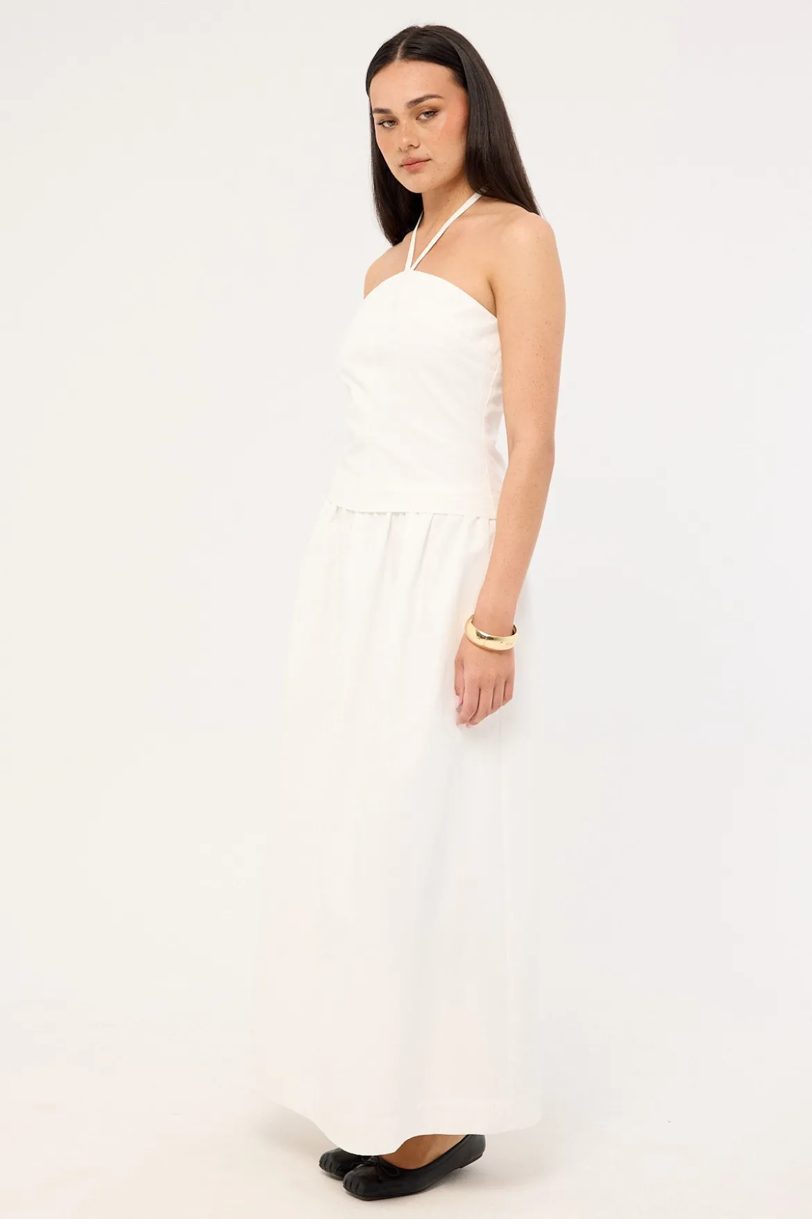 Morella Halter Maxi Dress White