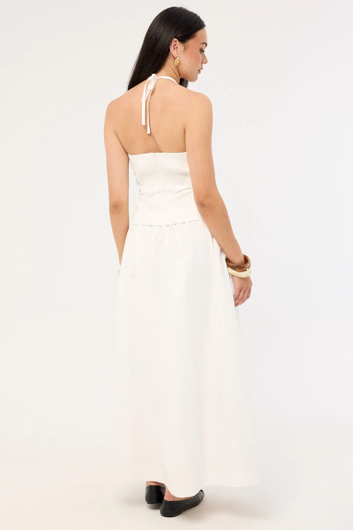 Morella Halter Maxi Dress White