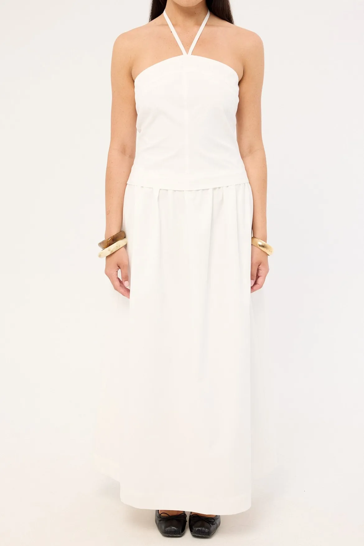Morella Halter Maxi Dress White