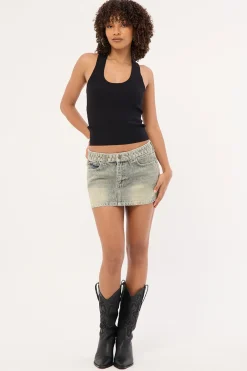 Morty Low Rise Denim Mini Skirt Dirty Dawg
