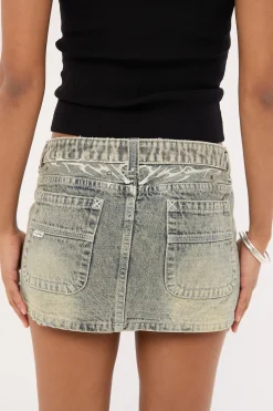 Morty Low Rise Denim Mini Skirt Dirty Dawg