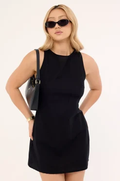 Motel Ayana Open Back Mini Dress Black