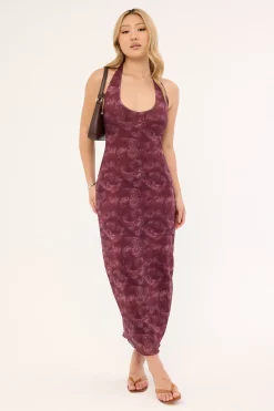 Motel Datari Dress Tonal Paisley Plum