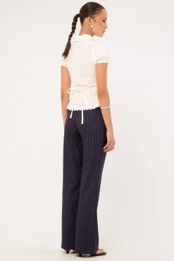 Motel Falita Trouser Tailoring Navy Pinstripe