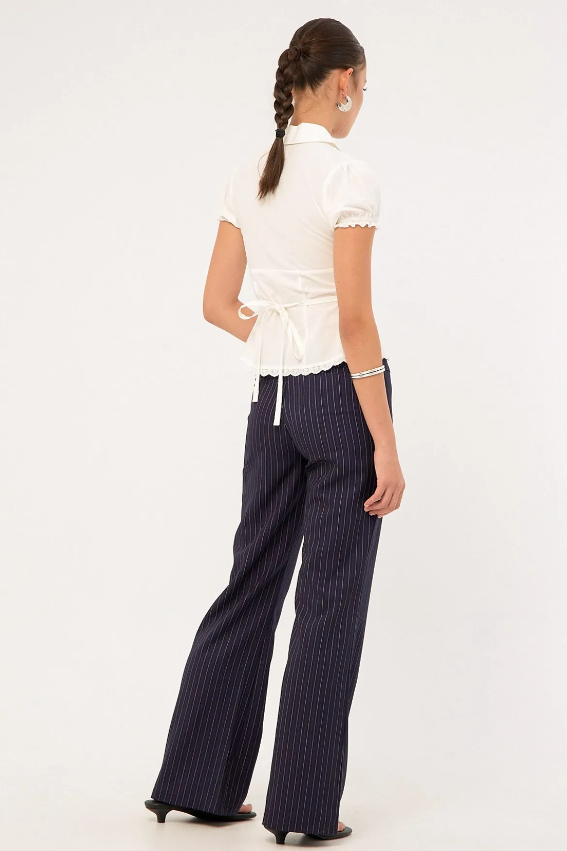 Motel Falita Trouser Tailoring Navy Pinstripe