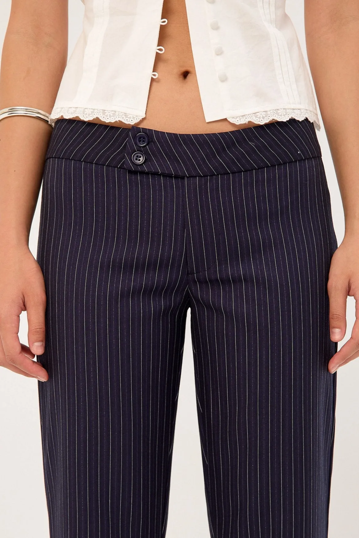 Motel Falita Trouser Tailoring Navy Pinstripe